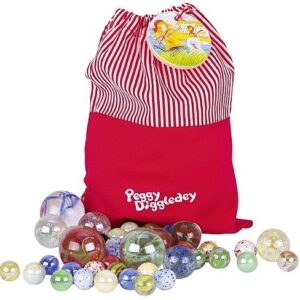 Szklane kulki w czerwonym worku Peggy Diggledey