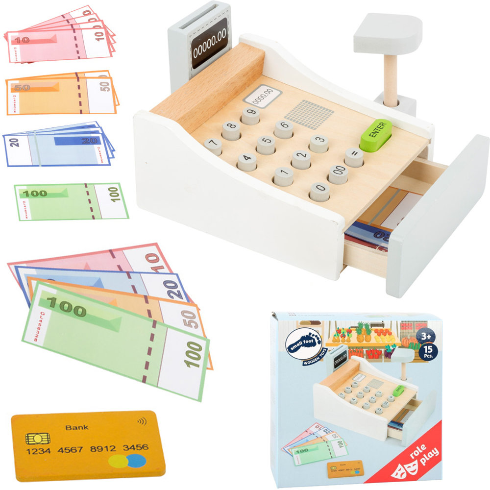 Drewniana Kasa fiskalna z terminalem Small Foot - obrazek 3