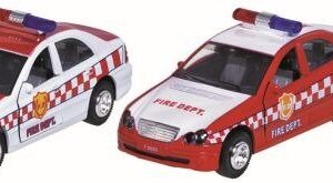 Samochód z napędem, dźwiękiem i światłem, policja i straż pożarna