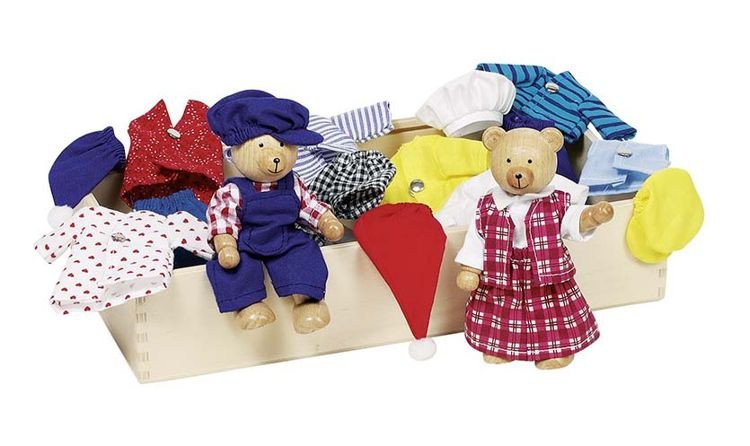 Misie w skrzyneczce z ubraniami