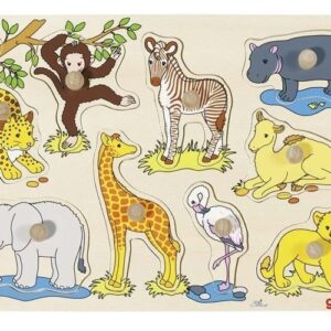 Układanka z elementami do wkładania, afrykańskie małe zwierzęta...