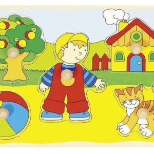 Układanka z elementami do wkładania, kot, dom...