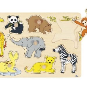 Układanka z elementami do wkładania, małe zwierzęta, żyrafa...