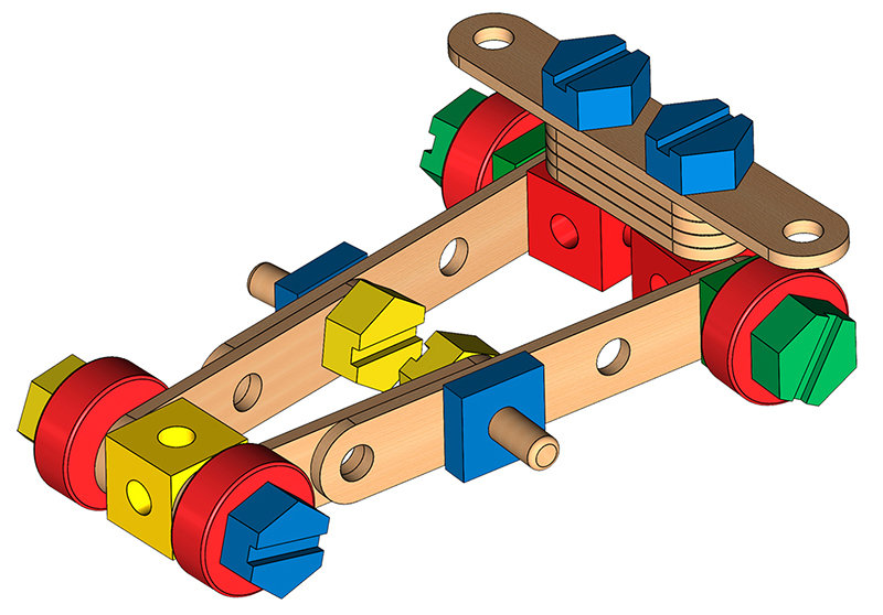 Drewniany zestaw konstrukcyjny 4w1 auto samolot motor dźwig Melissa and Doug - obrazek 3