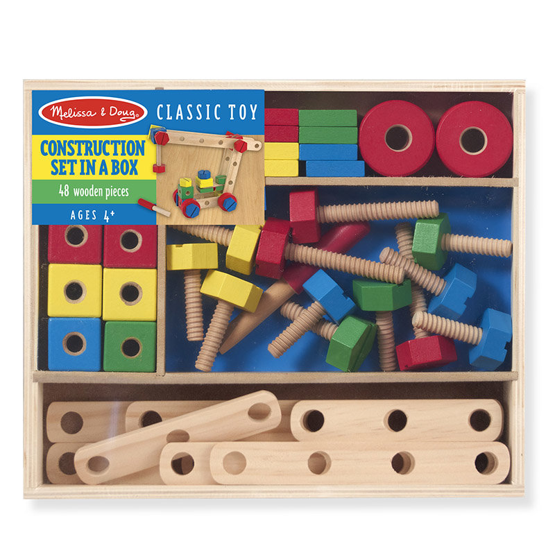 Drewniany zestaw konstrukcyjny 4w1 auto samolot motor dźwig Melissa and Doug - obrazek 2