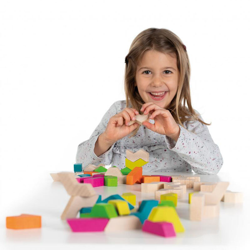 Klocki drewniane GeoBlox MaxiMix 60 el. Erzi - obrazek 3