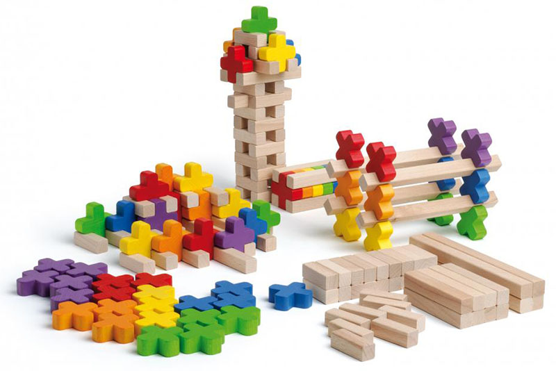 Klocki drewniane konstrukcyjne krzyżyki 150 el. Erzi